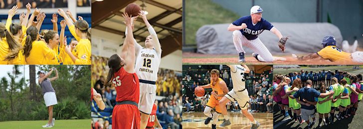 collage of various CCU athletics teams during games