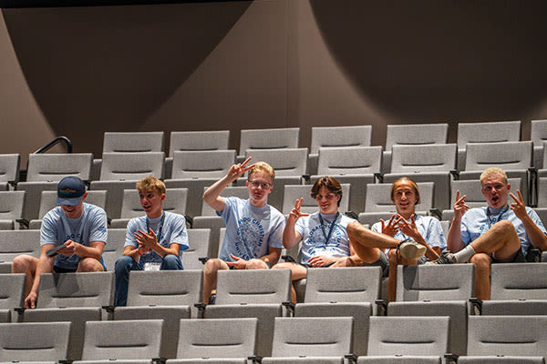 group of guys goofing around at discovery days