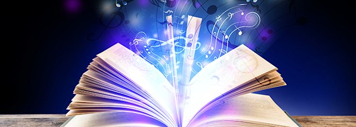 graphical music rising out from music book