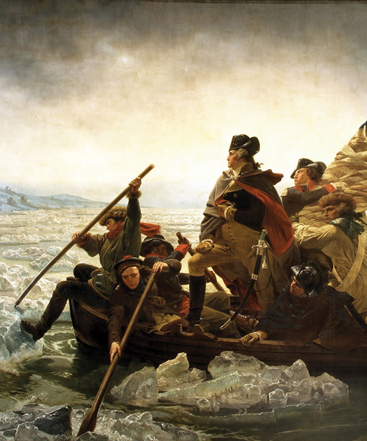 banner image of george washington on boat crossing river