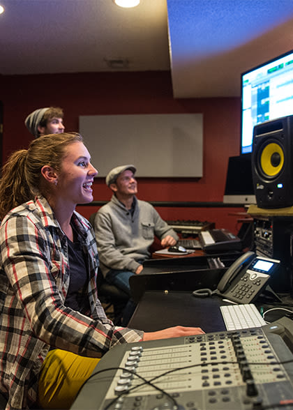 SAMA Record Label students using music production technology