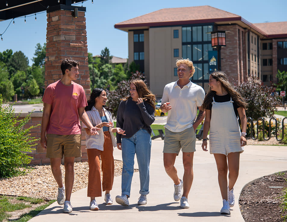 cus students walking around campus