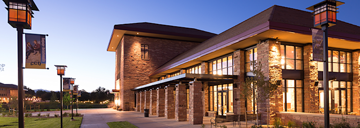 Anschutz Student Center at dusk