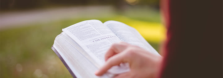 ccu student reading the bible outside