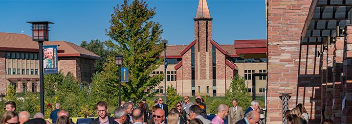 A crowd on CCU's campus in Lakewood, Colorado.