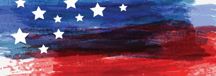 Graphic image of an American flag, rendered as vector art.