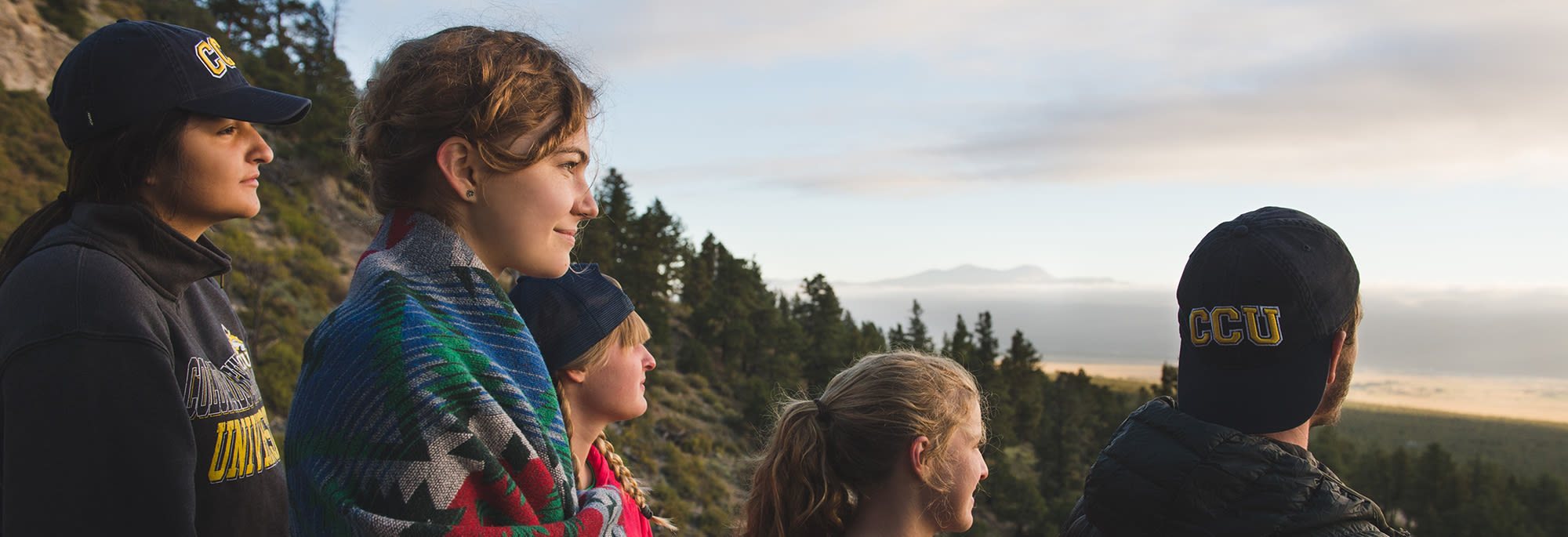 CCU students looking at Colorado sunrise