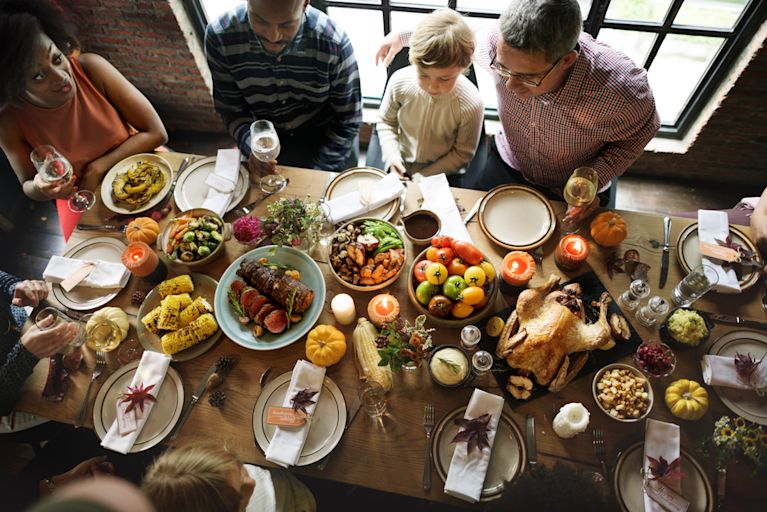 Family giving back on Thanksgiving day
