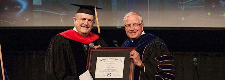 John Woodbridge receiving his doctorate