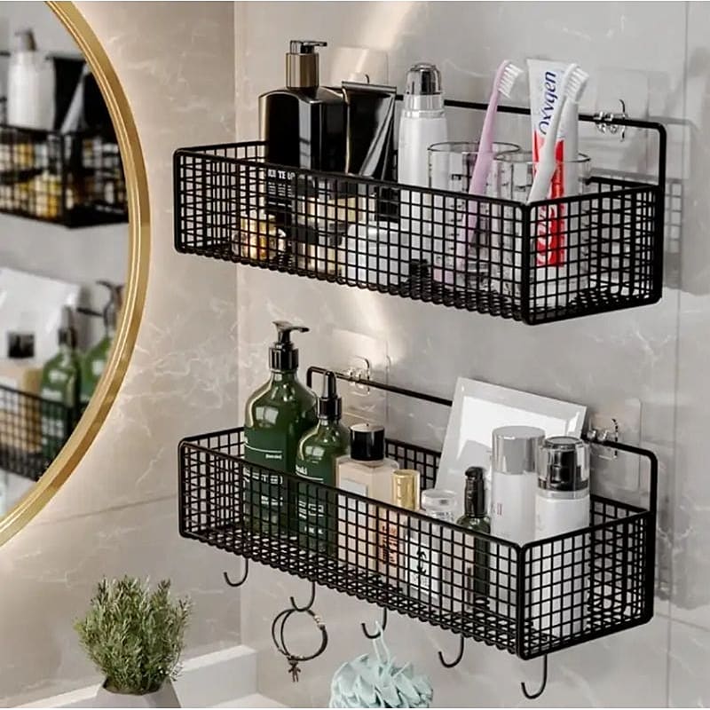 Kệ Đựng Đồ Nhà Tắm Dán Tường Hình Chữ Nhật , Kệ Thép Sơn Tĩnh Điện Cao Cấp Không Rỉ Siêu Chắc