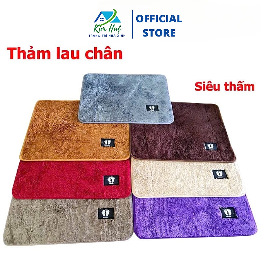 Thảm lau chân nhà tắm thảm chùi chân nhà bếp lông cừu len mềm đế cao su thấm hút nước chống trượt 3d Kim Huệ CLM04