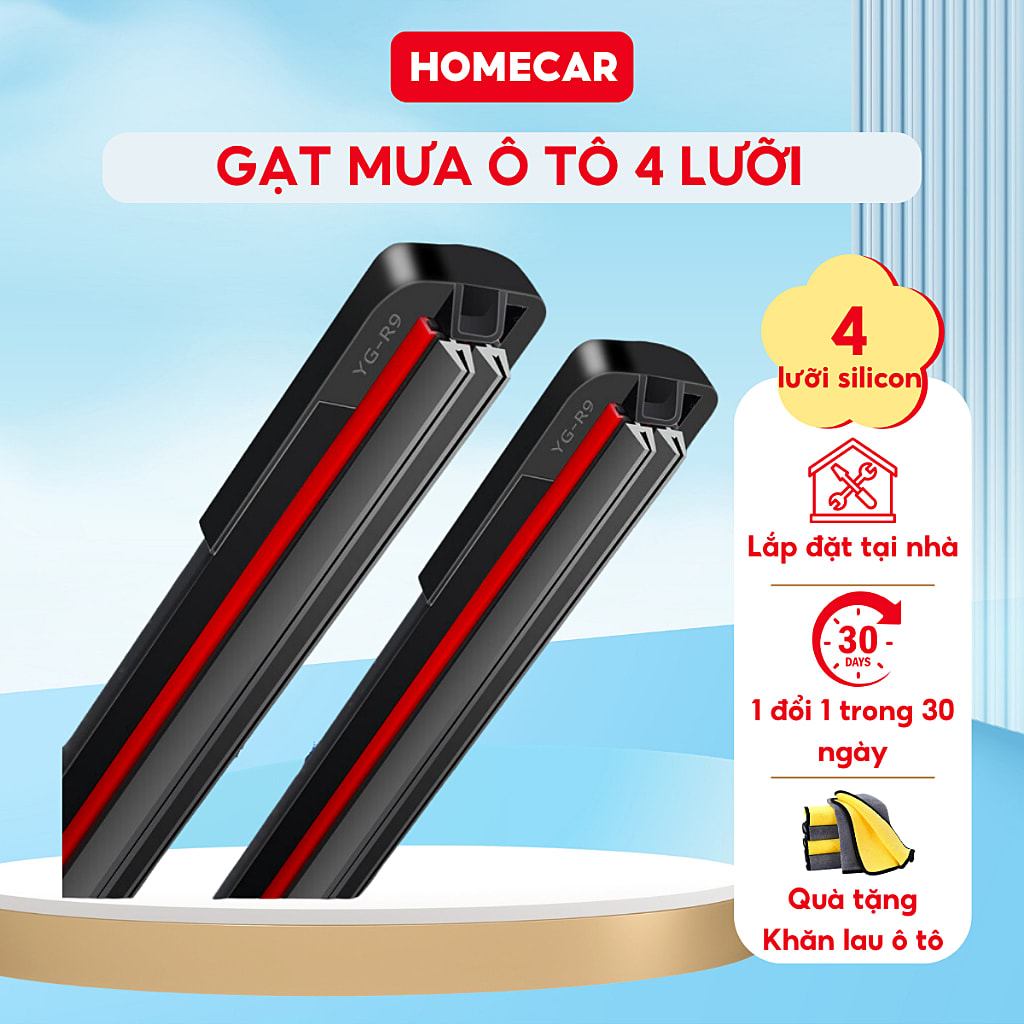 Gạt Mưa Ô Tô Thân Xương Mềm WIPER BLADE 4 Lưỡi Silicon Cao Cấp Cần Gạt Nước Mưa Xe Ô Tô Siêu Sạch Êm
