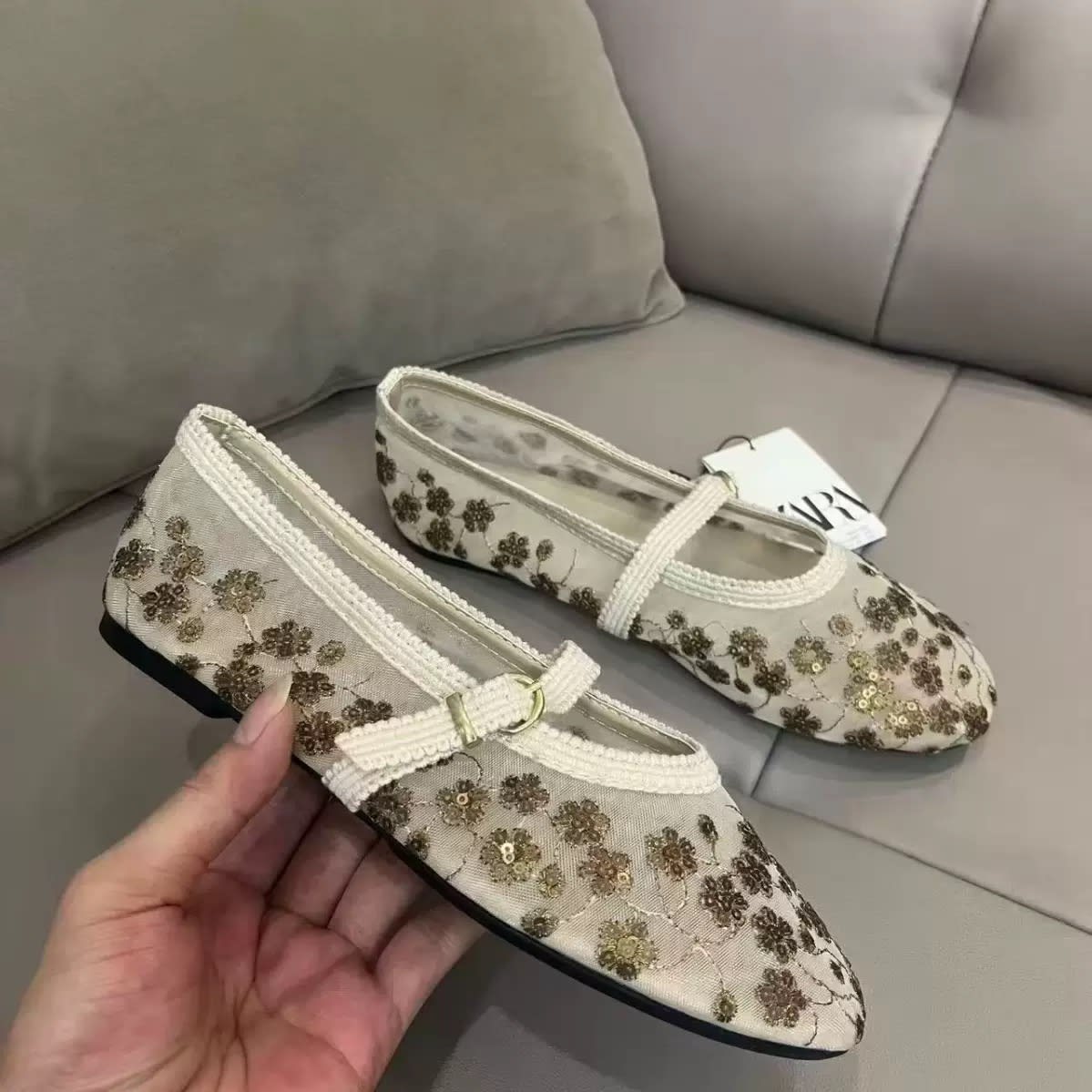 Floral Mary Jane flat shoe - London Imports Collection - London's Imports Ghana