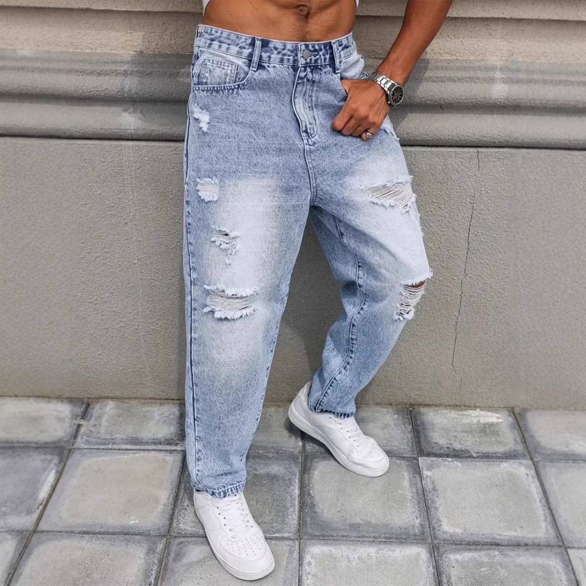 Men’s Straight-Leg Distressed Jeans - London Imports Collection - London's Imports Ghana