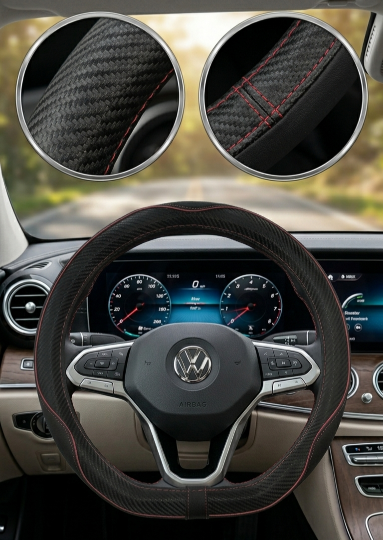 Couvre volant - ESA3-6 noir fil rouge