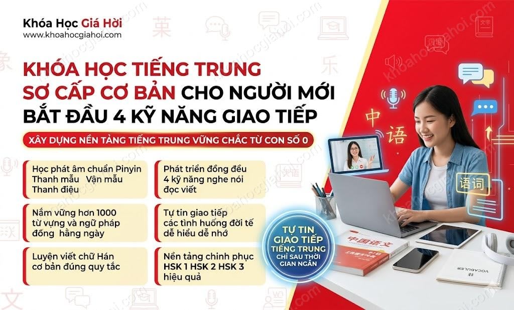 Khóa Học Tiếng Trung Sơ Cấp Cơ Bản Cho Người Mới Bắt Đầu 4 Kỹ Năng, Giao Tiếp