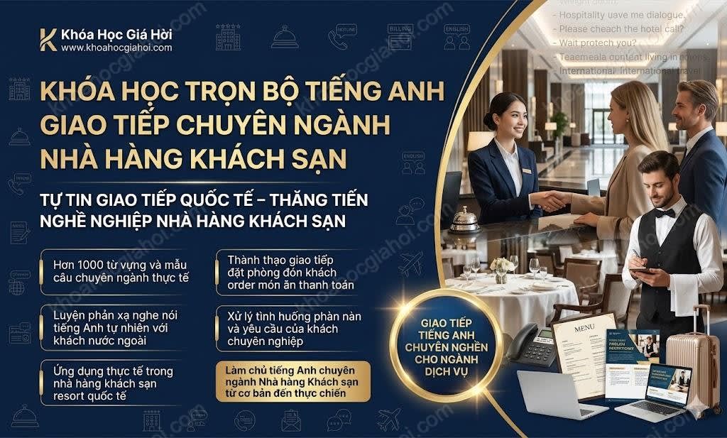 Khóa Học Trọn Bộ Tiếng Anh Giao Tiếp Chuyên Ngành Nhà Hàng - Khách Sạn