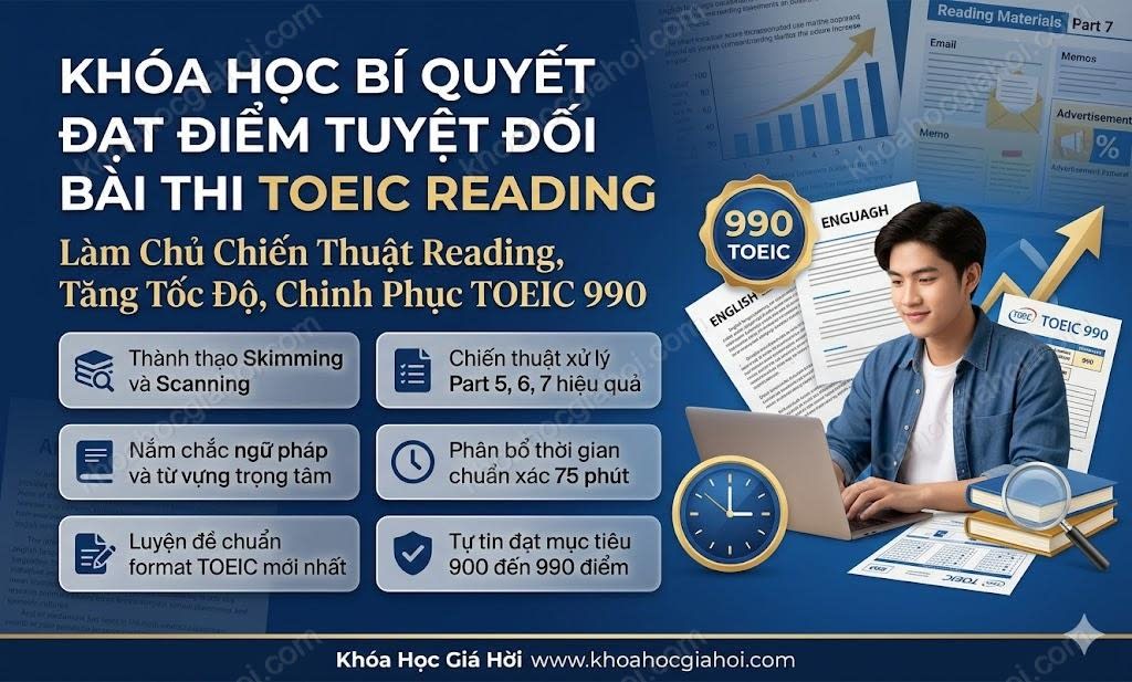 Khóa Học Bí Quyết Đạt Điểm Tuyệt Đối Bài Thi Toeic Reading