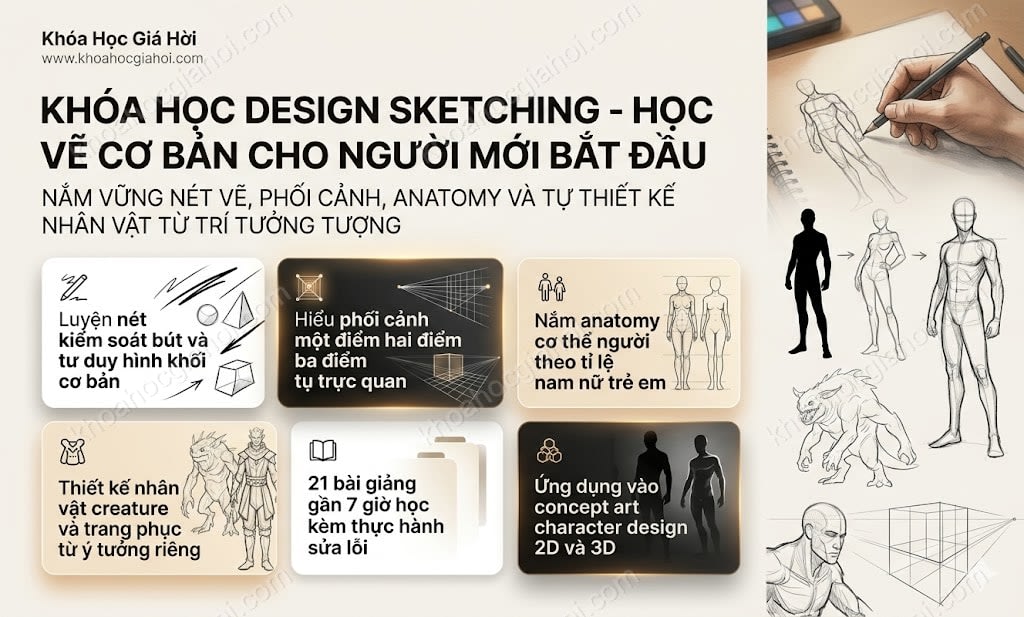 Khóa Học Design Sketching - Học Vẽ Cơ Bản Cho Người Mới Bắt Đầu