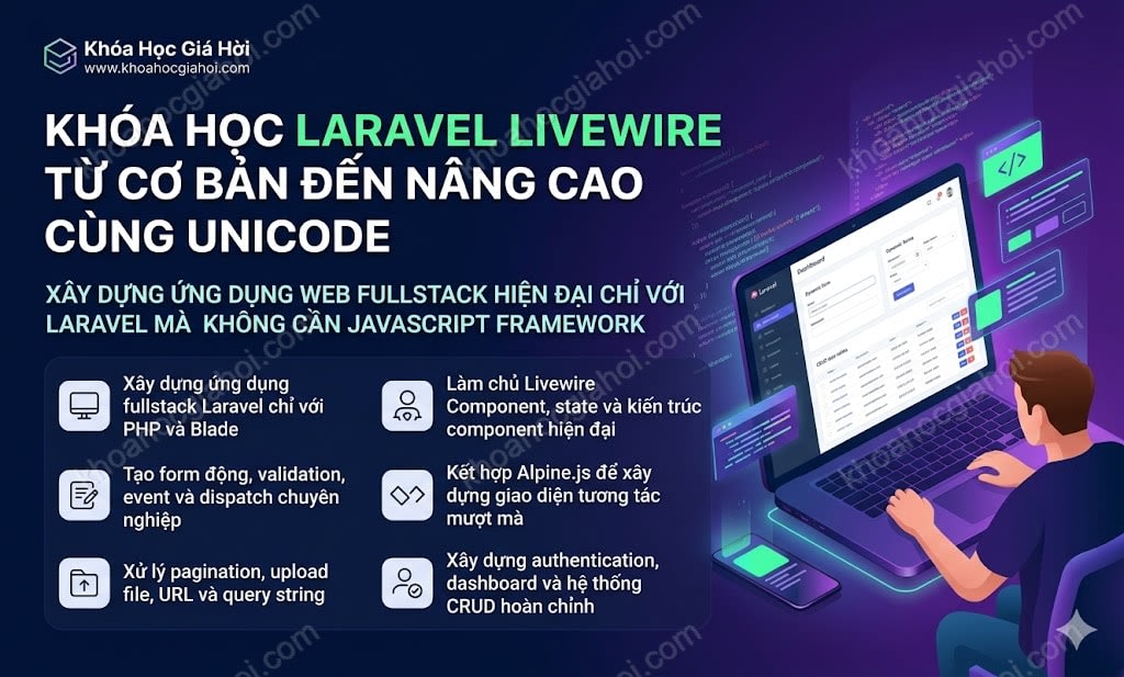 Khóa Học Laravel Livewire Từ Cơ Bản Đến Nâng Cao Cùng Unicode