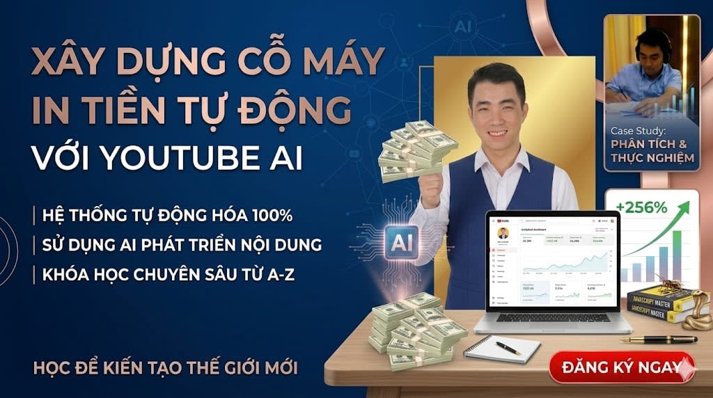 Khoá Học Tiếp Thị Liên Kết Youtube Với Sản Phẩm Số AI Cùng Văn Thế Mmo – Tạo Cỗ Máy In Tiền Tự Động Với Youtube Affiliate