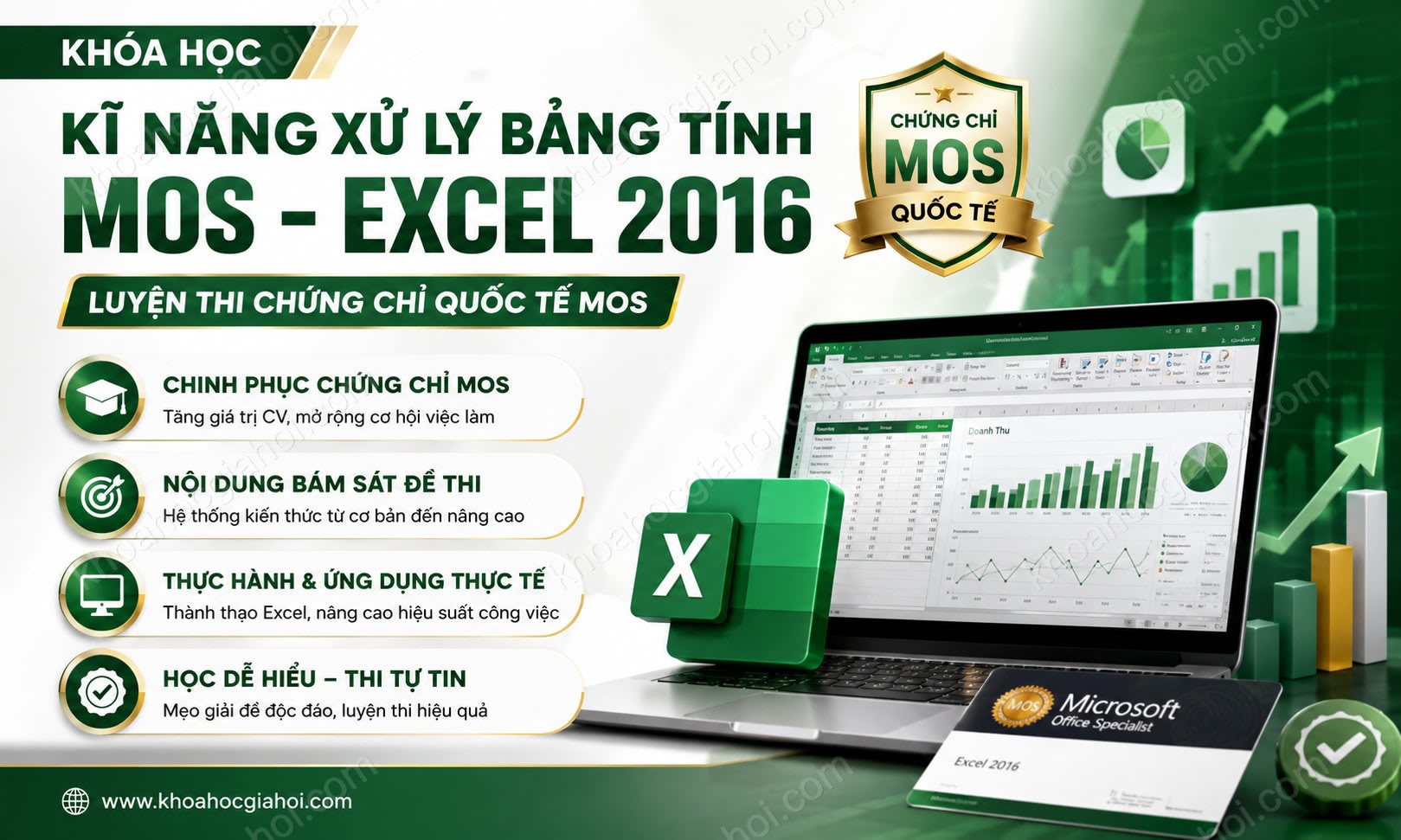 Khóa Học Kĩ Năng Xử Lý Bảng Tính Mos - Excel 2016