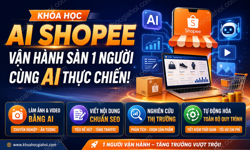Khóa Học AI Shopee – Vận Hành Sàn 1 Người Cùng AI Thực Chiến!
