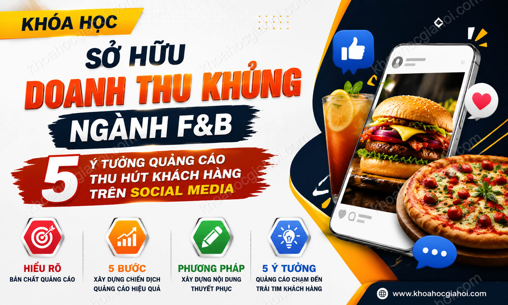 Khóa học Sở hữu doanh thu khủng ngành F&B với 5 ý tưởng quảng cáo thu hút khách hàng trên social media