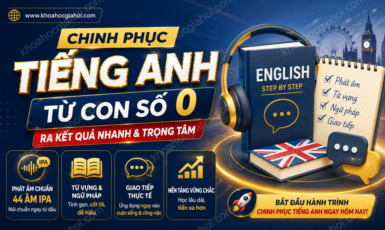 Khóa Học Chinh Phục Tiếng Anh Từ Con Số 0 - Ra Kết Quả Nhanh Và Trọng Tâm Nhất