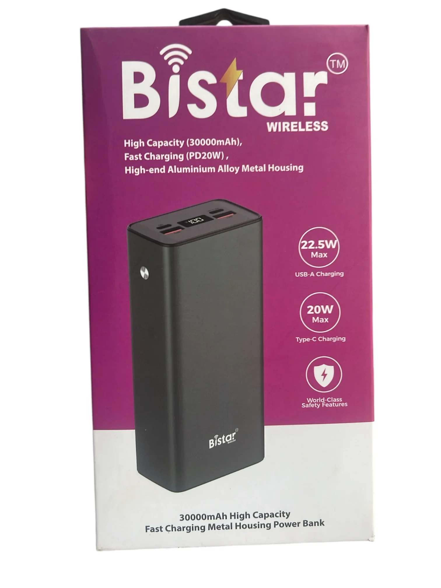 Bistar Wireless Power Bank (30,000 mAh, PD 20 W)