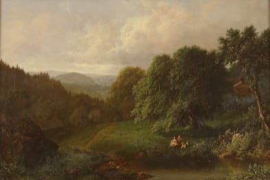 William Mason Brown - Landscape with Cabin Painting For Sale