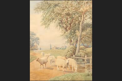 William Sidney Cooper - Sheep in Landscape Painting For Sale