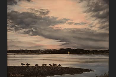 Marlene Wiedenbaum - Hudson River Sunrise IV with Ducks