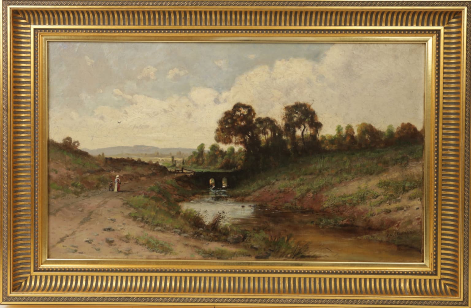 Christopher Shearer 19 Century Painting Path to Bridge