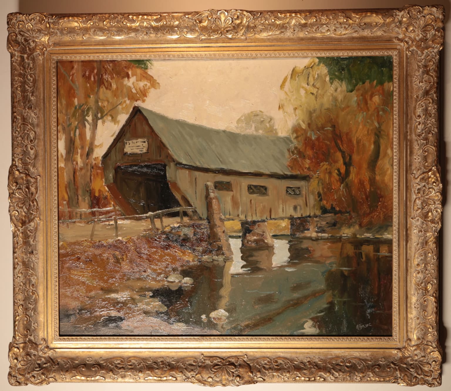 Anthony Thieme - Covered Bridge Painting For Sale