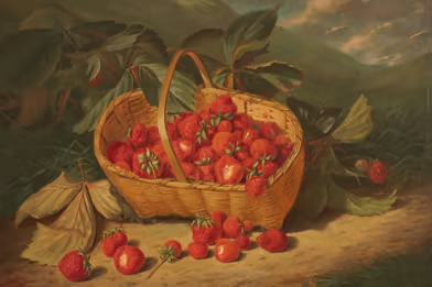 Frederick Stone Batcheller - Basket of Strawberries in Landscape 
