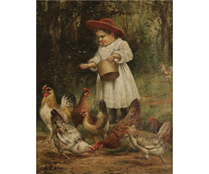 August Laux – Feeding the chickens
