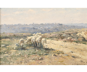 Reuben LeGrande Johnson – Sheep Along a Road