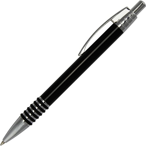 Black Focus Slimline Metal Pen with Rubber Grips