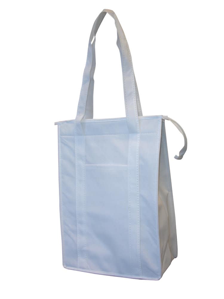 White Non Woven Cooler Bag With Top Zip Closure