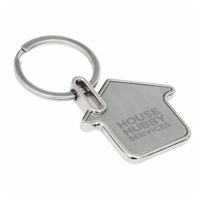 Silver House Shaped Home Keyring