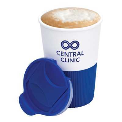 White/Blue Lucca Reusable Coffee Mug