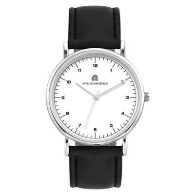 Black/White Unisex Watch with PU Leatherette Strap