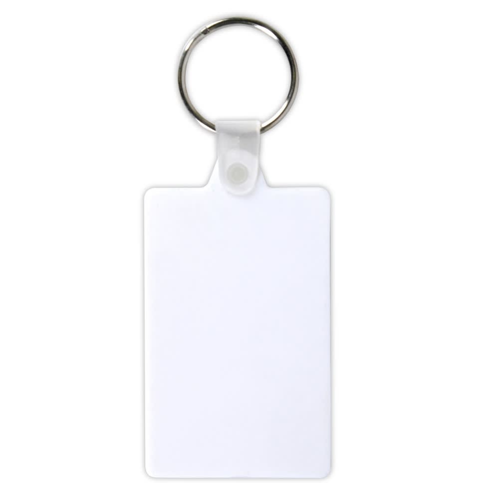 White Rectangular Soft PVC Keytag - White