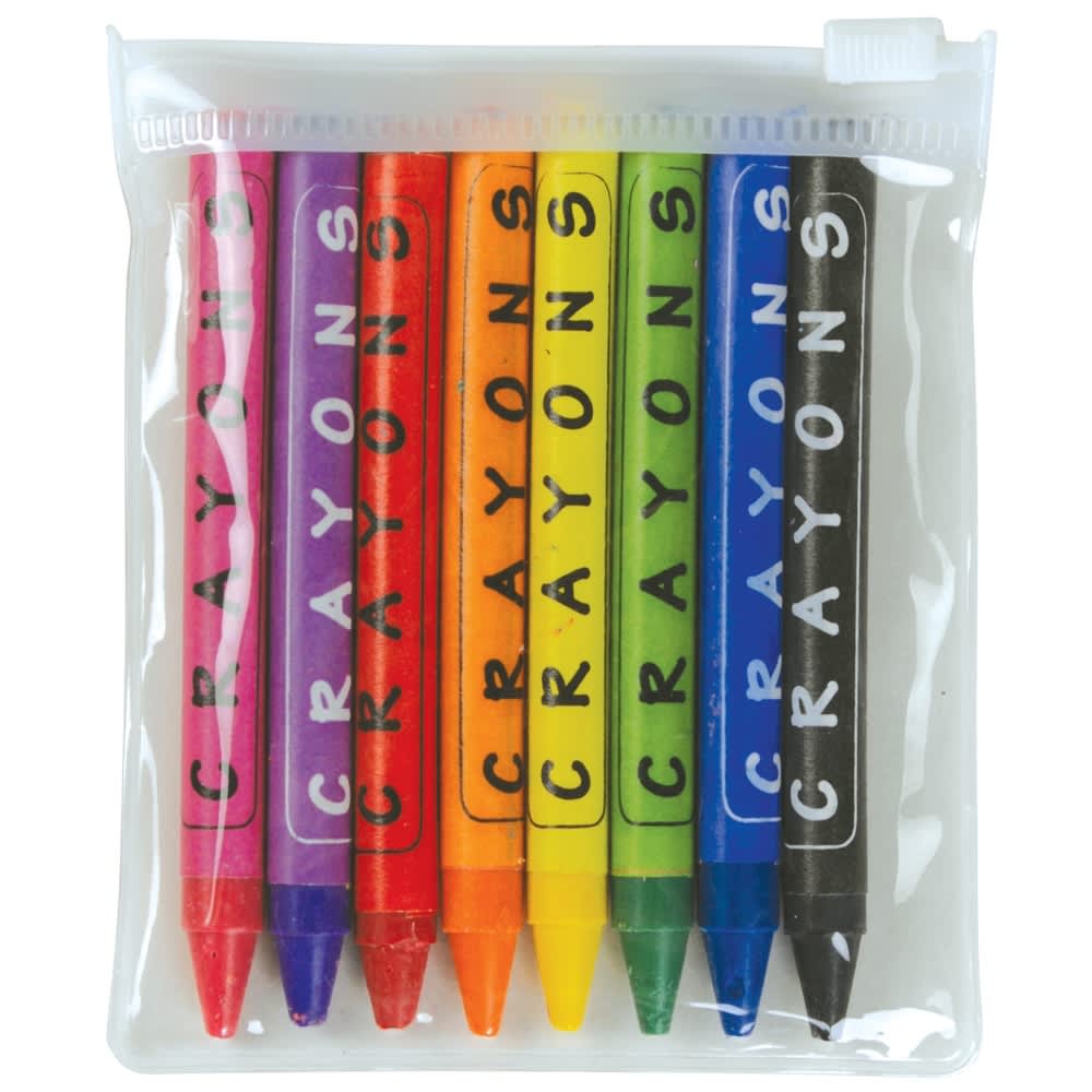 Clear/White Assorted Colour Crayons in PVC Zipper Pouch