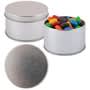 Silver/Assorted M&amp;M's in Silver Round Tin