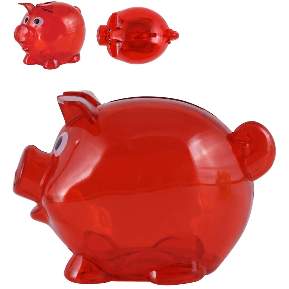 Transparent Red World's Smallest Pig Coin Bank