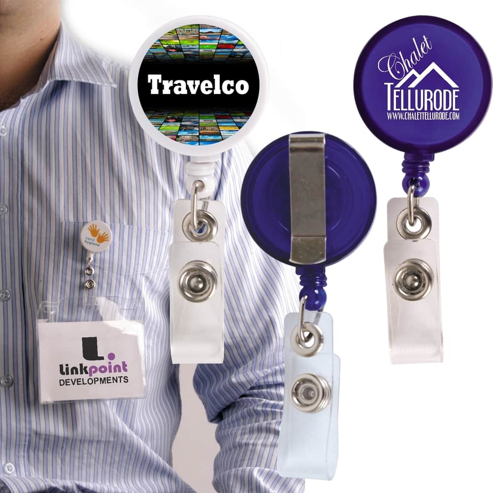 Custom Printed Retractable Name Badge Holder with Metal Clip