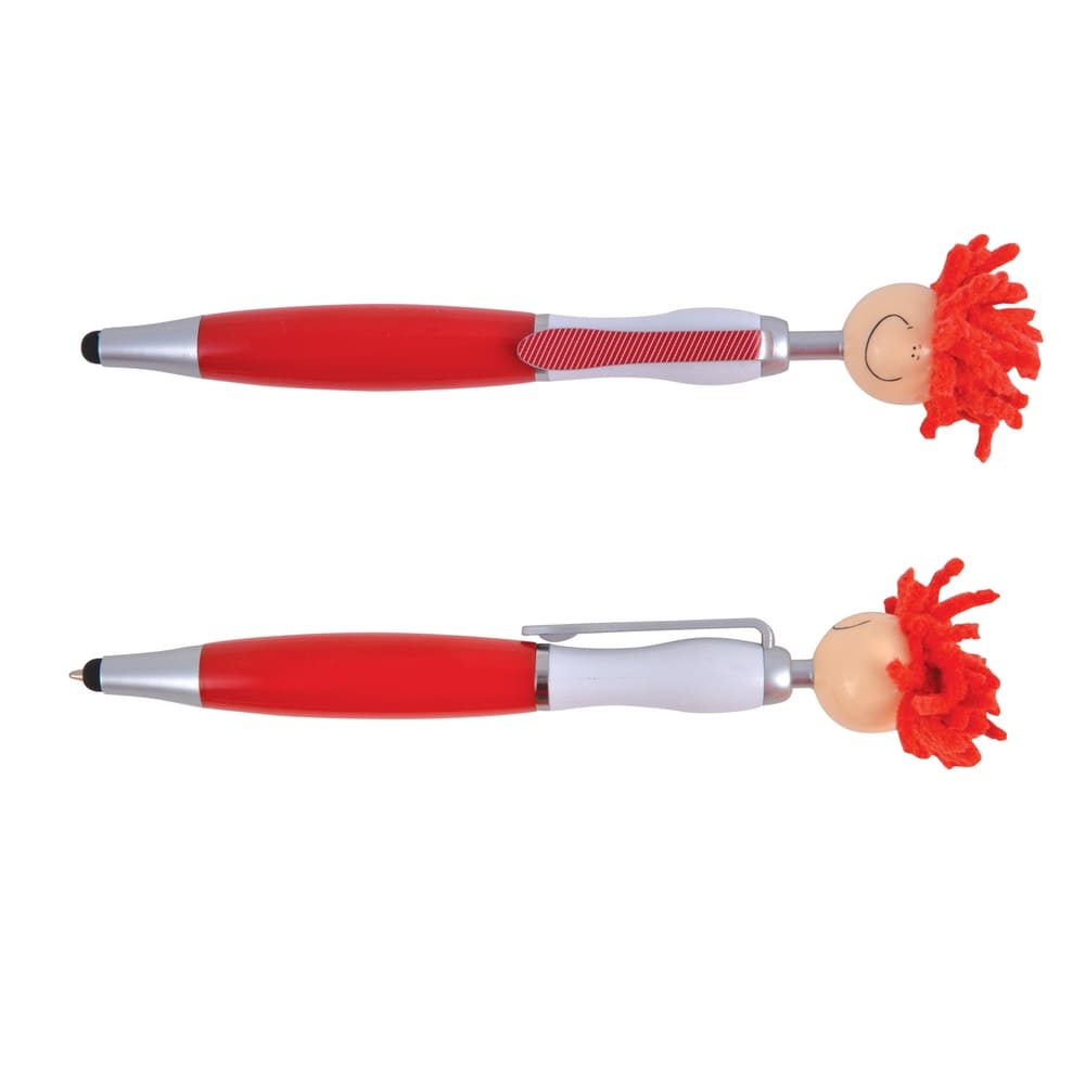 Red/White Mop Top Ballpoint Pen / Stylus