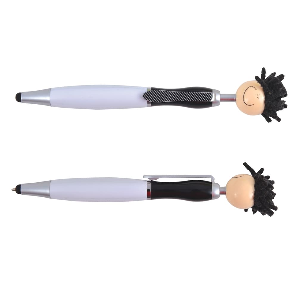 White/Black Mop Top Ballpoint Pen / Stylus